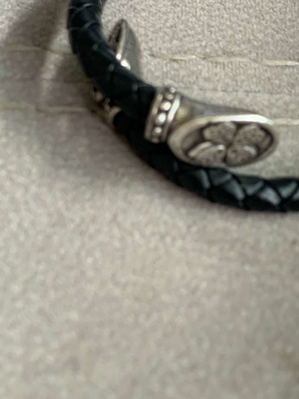 Black Braided Leather Men’s Bracelet with Silver-Tone Clasp - Picture 4 of 4
